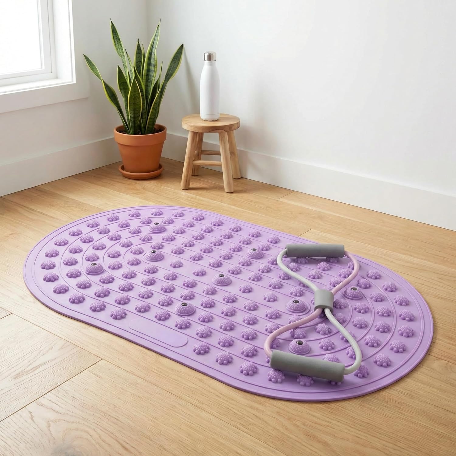 Ergonomic Silicone Foot Pressure Relief Pad with Magnetic Disc, 8-Shaped Resistance Band with Handles for Men & Women – Portable Foot Massage Mat for Home Fitness, Yoga & Daily Comfort