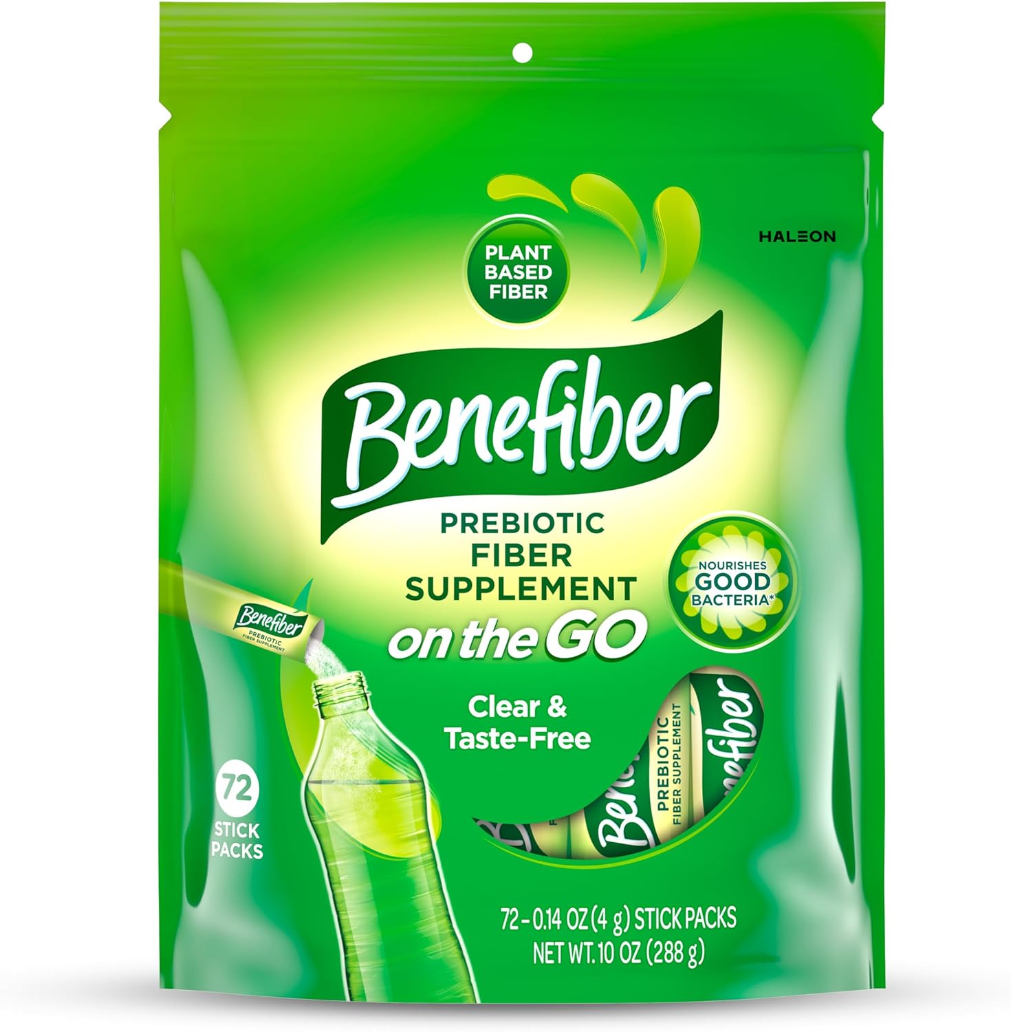 Benefiber On The Go Prebiotic Fiber Supplement Powder for Digestive Health, Daily Fiber, Unflavored – 72 Sticks