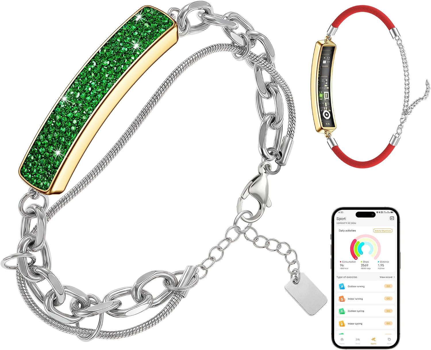 Smart Bracelet for Women,Daily Fitness Activity Tracker/Heart Rate Tracking/Sleep Tracking/Step Counter,1ATM Waterproof,Multiple Sport Modes, Fitness Tracking Wearable with Free App, 2 Bands