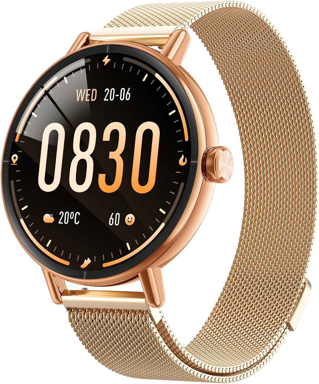 Yoever Smart Watches for Women, 1.57″ HD 43mm Fitness Tracker Answer/Make Call, Heart Rate/Sleep/SpO2, Round Smart Watch for iPhone/Samsung/Android, IP68 Waterproof, 110+ Sport Mode – Gold