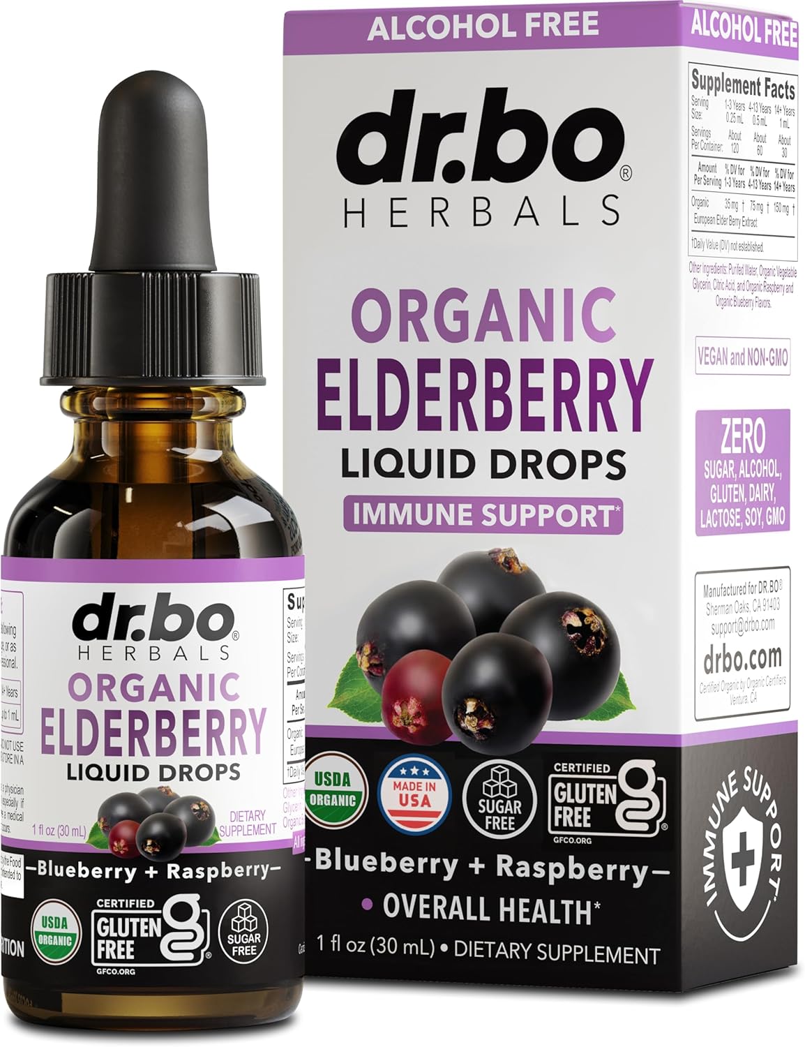Elderberry Syrup Organic Liquid Drops – Sugar Free Immune Support Supplement for Adults & Kids, Ages 1 Immune Booster – Pure Organic Elderberry Syrup Liquid Drops Tincture Extract Concentrate 1 Fl Oz