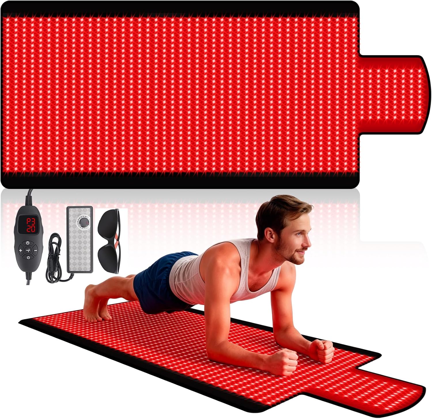 Red Light Therapy Mat for Full Body, 76.8” X 33.4” Whole Red Light Therapy Pad for Body with 660nm & 850nm, 1370pcs redlight Blanket with Adjustable Timer & Intensity, Premium Leather