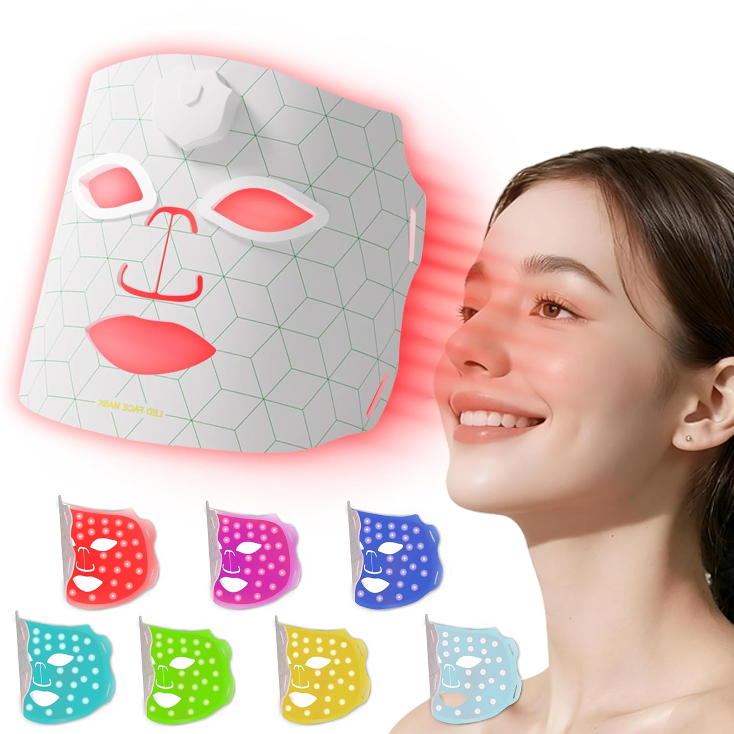 JVV Red Light Therapy for Face, 7 Colors LED Skin Care Mask for Home Use