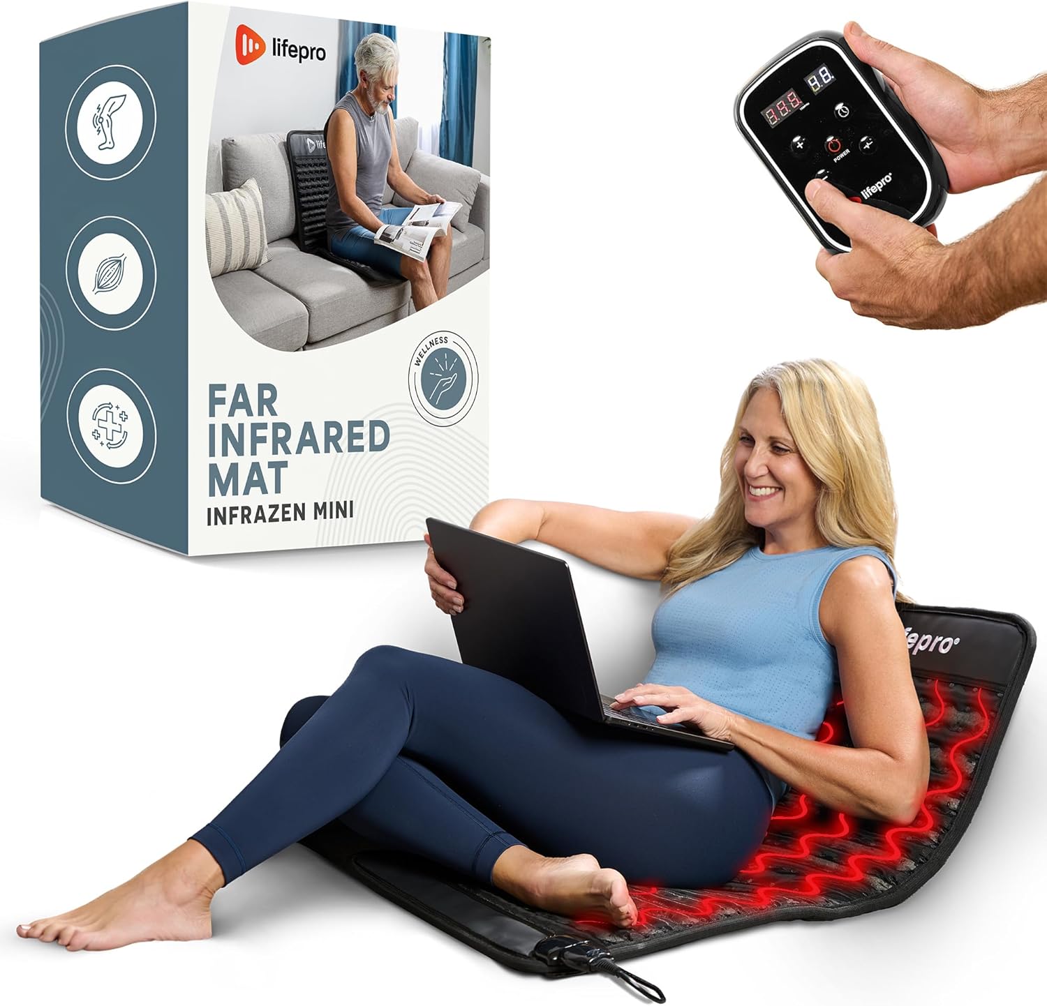 Lifepro Portable Far Infrared Heating Mat – Mat with Far Infrared Heating Pads -Therapy Device for Back, Mood, Energy, and Recovery