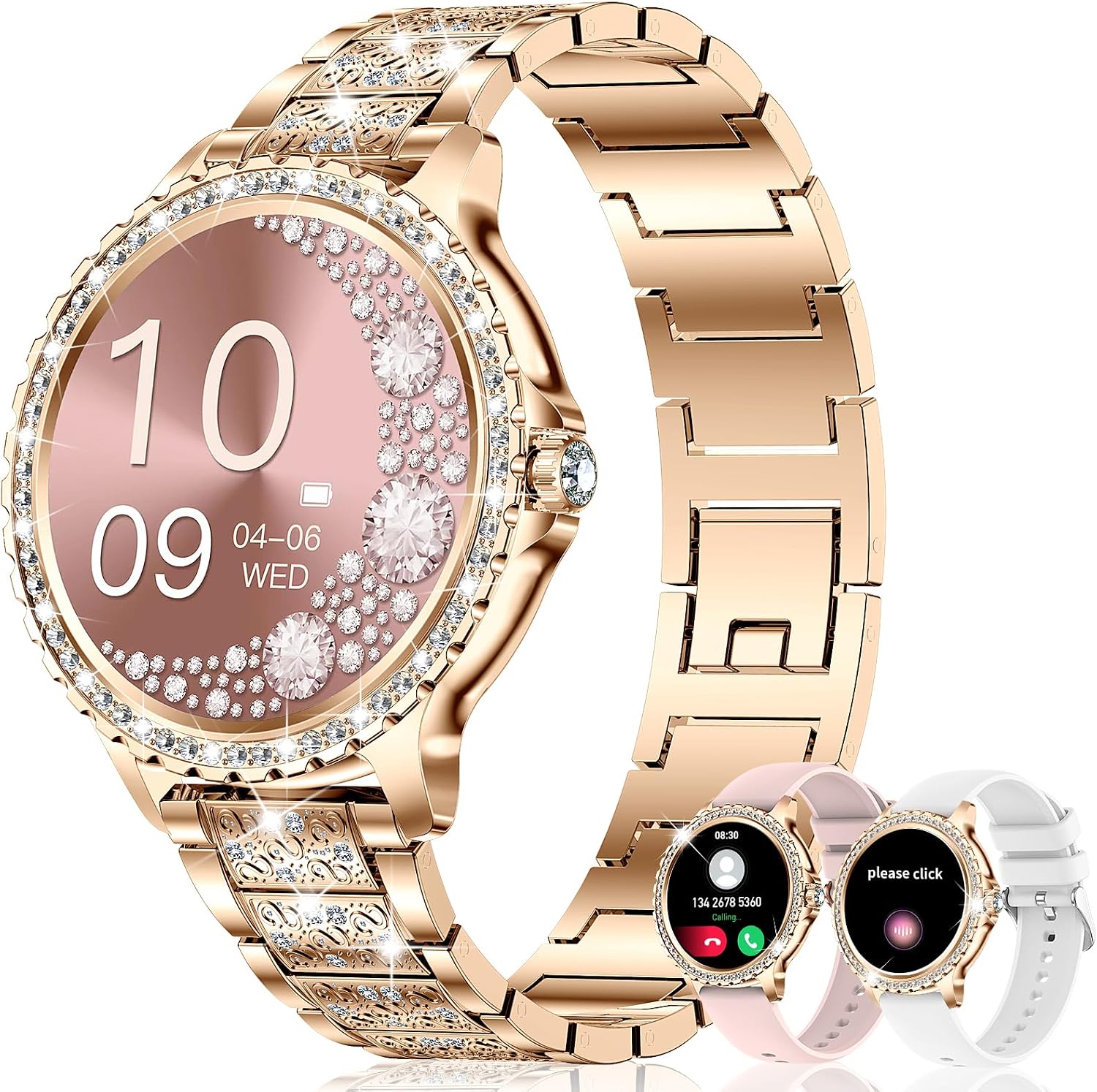 Smart Watches for Women (Answer/Make Call),120+ Sport Fitness Tracker Smartwatch for Android iOS,1.32″ HD Screen with Heart Rate/Blood Oxygen/Sleep Monitor/AI Voice Watches for Women,3 Straps