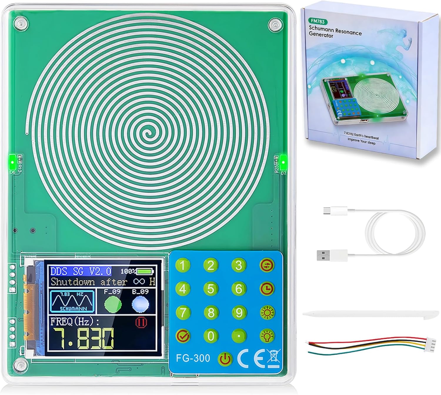 7.83Hz Schumann Resonance Generator Battery Powered, Frequency Generator for Healing, 13 Waveform 0.001Hz-200KHz Adjustable Schumann Sine Wave Resonance Generator, Frequency Healing Device