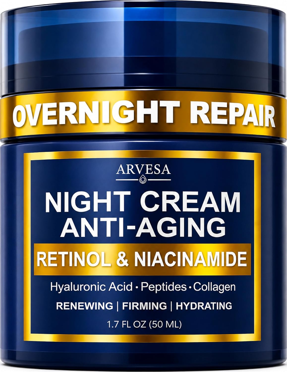Night Cream for Women Anti Aging – Night Moisturizer for Face with Retinol, Peptides, Niacinamide – Anti-Wrinkle, Firming & Hydrating Skin Care – Fragrance-Free, Non Greasy Overnight Face Cream