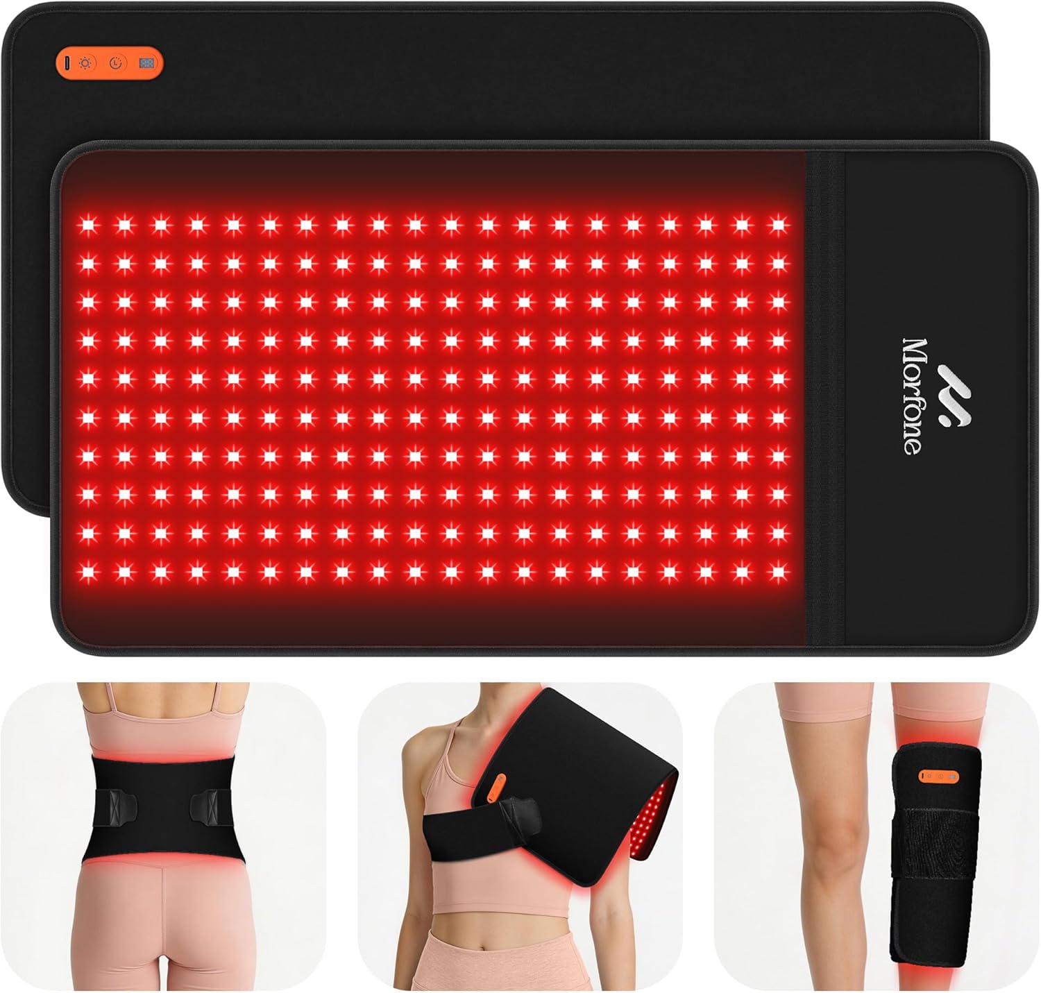 Morfone Red Light Therapy for Body, 10000mAh Cordless Portable Infrared Light Therapy Pad, 24″ x 12″ Red Light Mat with Timer, 660&850nm Infrared Heating Pad for Back Shoulder Knee Joint Waist