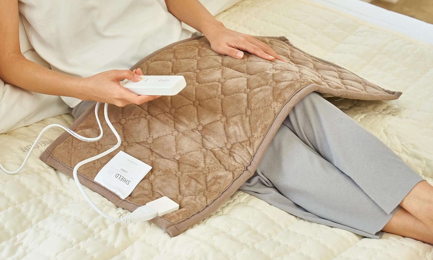 Electric Heating Pad for Back, Neck & Shoulder Pain Relief – 99% EMF Blocking Technology, 3 Heat Settings, Auto Shut-Off – 29×15 Inches – Made in Korea by Shield Life