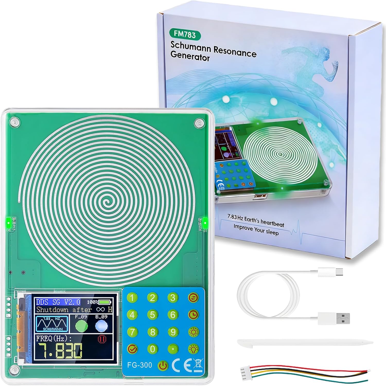 Schumann Resonance Generator 7.83Hz, Adjustable Frequency Healing Device 0.001Hz-200kHz, Pure Sine Wave Frequency Generator Sound Therapy Machine for Deep Sleep, Anxiety Relief, Yoga & Meditation