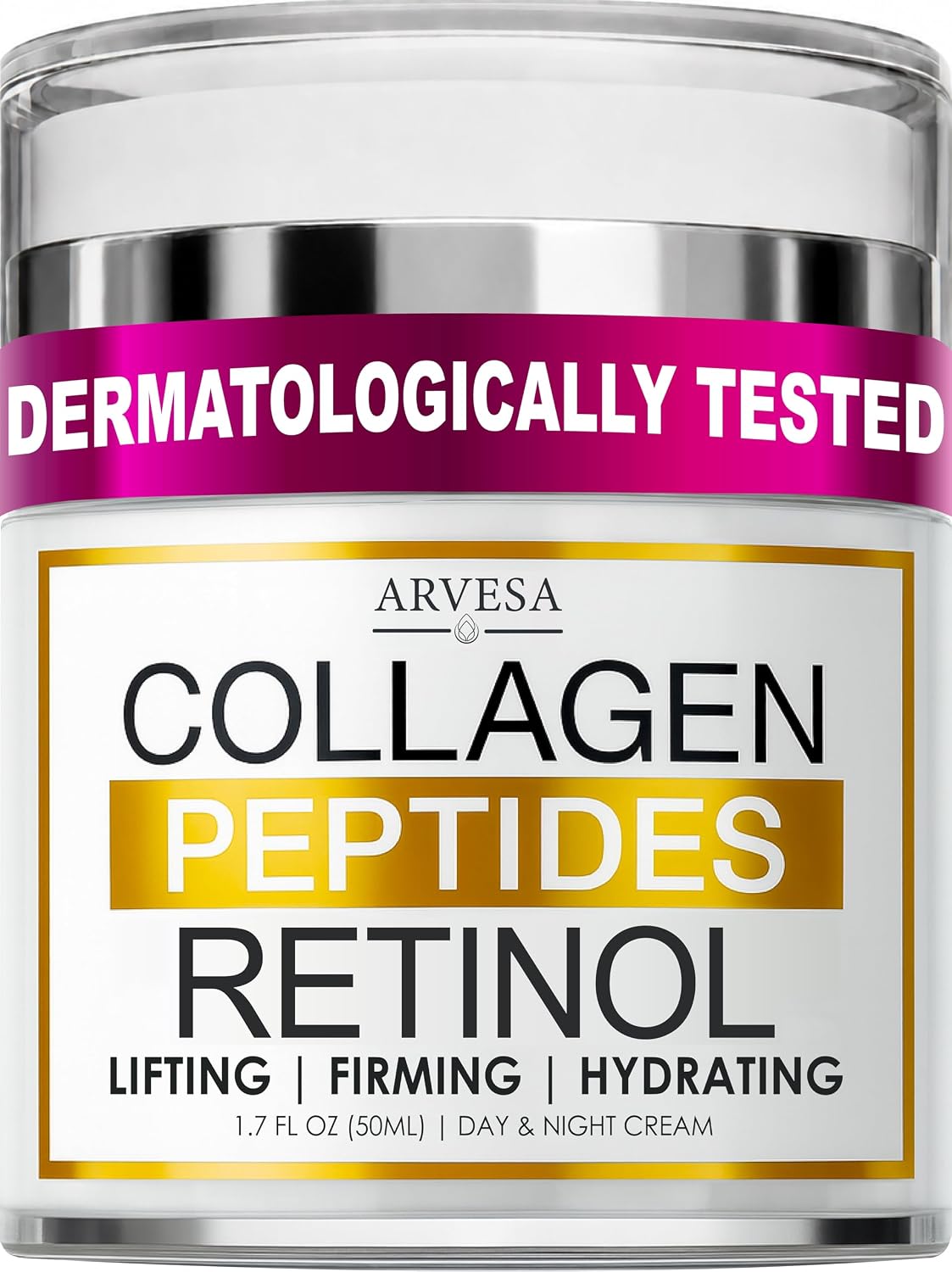 Retinol Cream for Face with Collagen Peptides – Anti Aging Wrinkle Cream for Women and Men – Day-Night Facial Moisturizer with Hyaluronic Acid – Tightening and Skin Firming – Neck & Décolleté