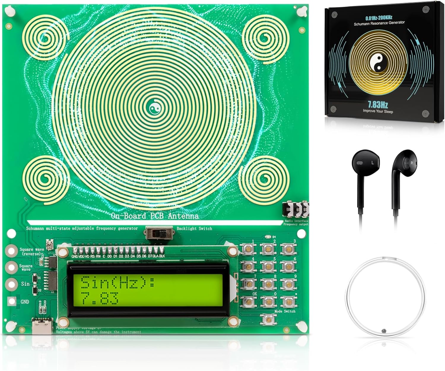 Frequency Generator for Healing | Frequency Generator Resonator Sound Frequency Machine with Type-C | 0.01-200000Hz Adjustable Schumann Sine Wave Resonance Generator