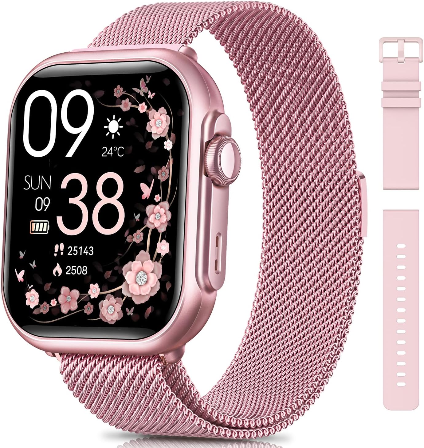 Smart Watches for Women for iPhone Android: 1.85″Smartwatch with Make/Answer Call Sleep Heart Rate SpO2 Blood Pressure Monitor IP68 Waterproof 120+Sport Mode Fitness Tracker 1000mAh Battery 2 Bands