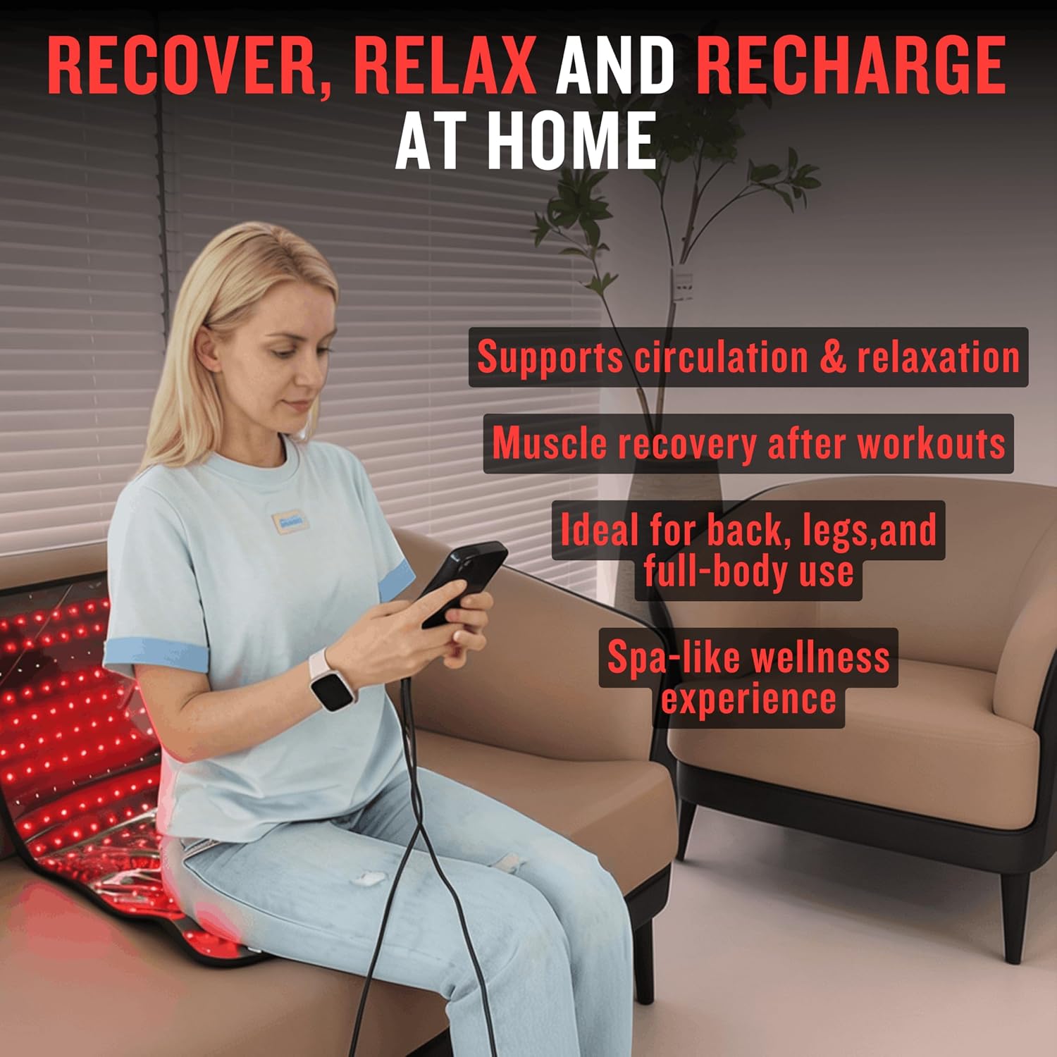 DIVEBLAST Red Light Therapy Mat for Home – Navy Blue