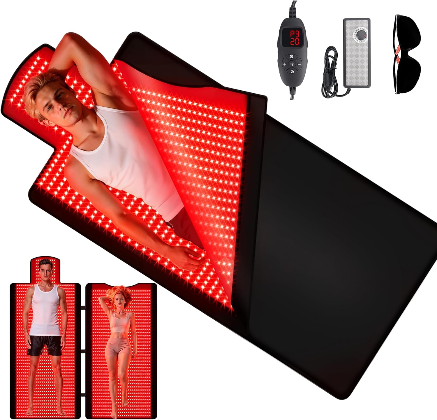 Red Light Therapy Mat Full Body 2026 Upgrade, 2570 LEDs, 74.6″x33.3″ Large Sleeping Bag Blanket, Soft Leather, Adjustable Timer, Ideal Home Gift for Men & Women Athletes, Seniors, Office Workers