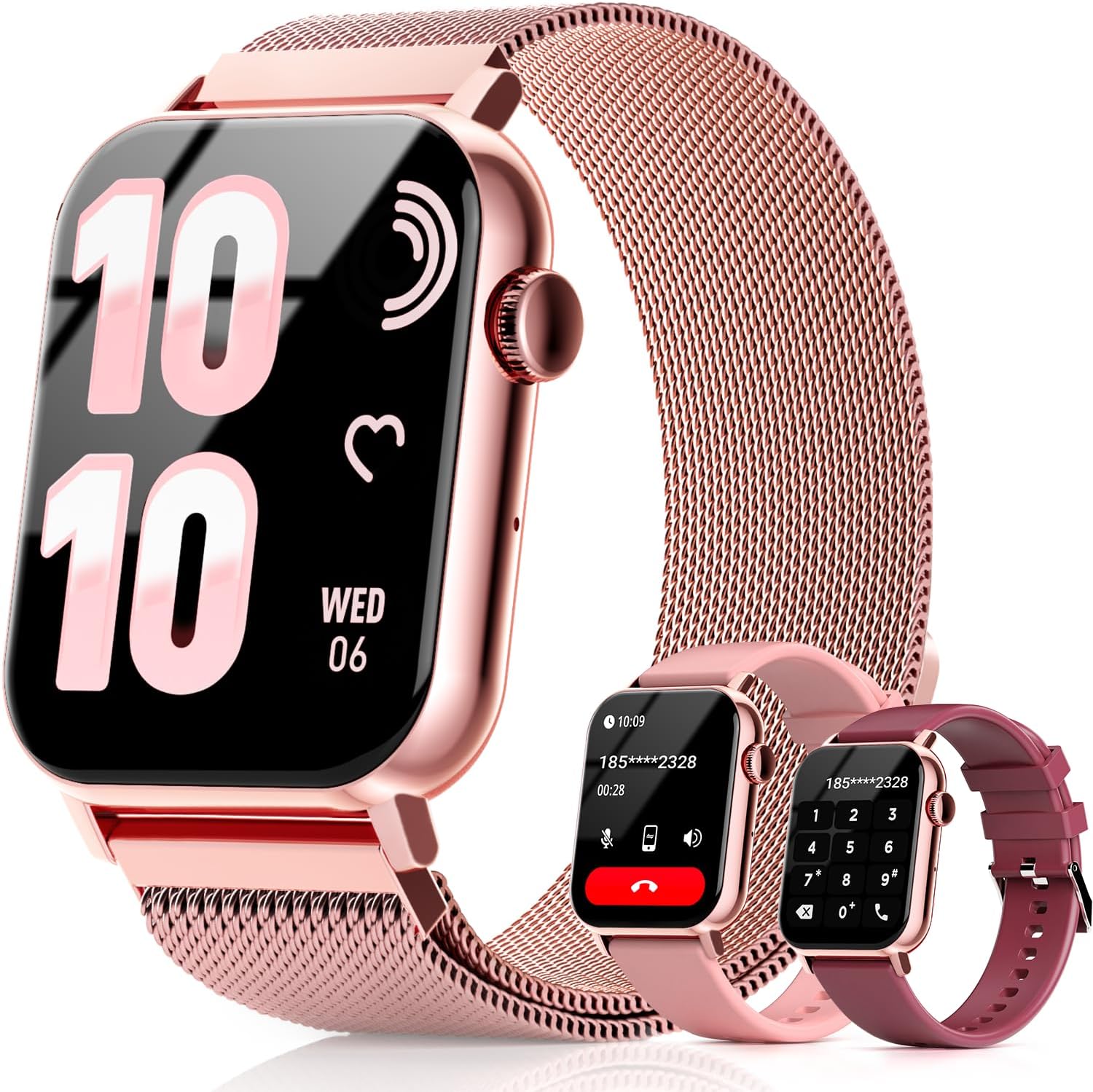 Trendia Smart Watches for Women, 1.83” HD Fitness Tracker with Answer/Make Calls, Heart Rate/Sleep/SpO2 Monitor, 120+ Sport Modes, IP68 Waterproof, Compatible iPhone/Samsung/Android Rose Pink