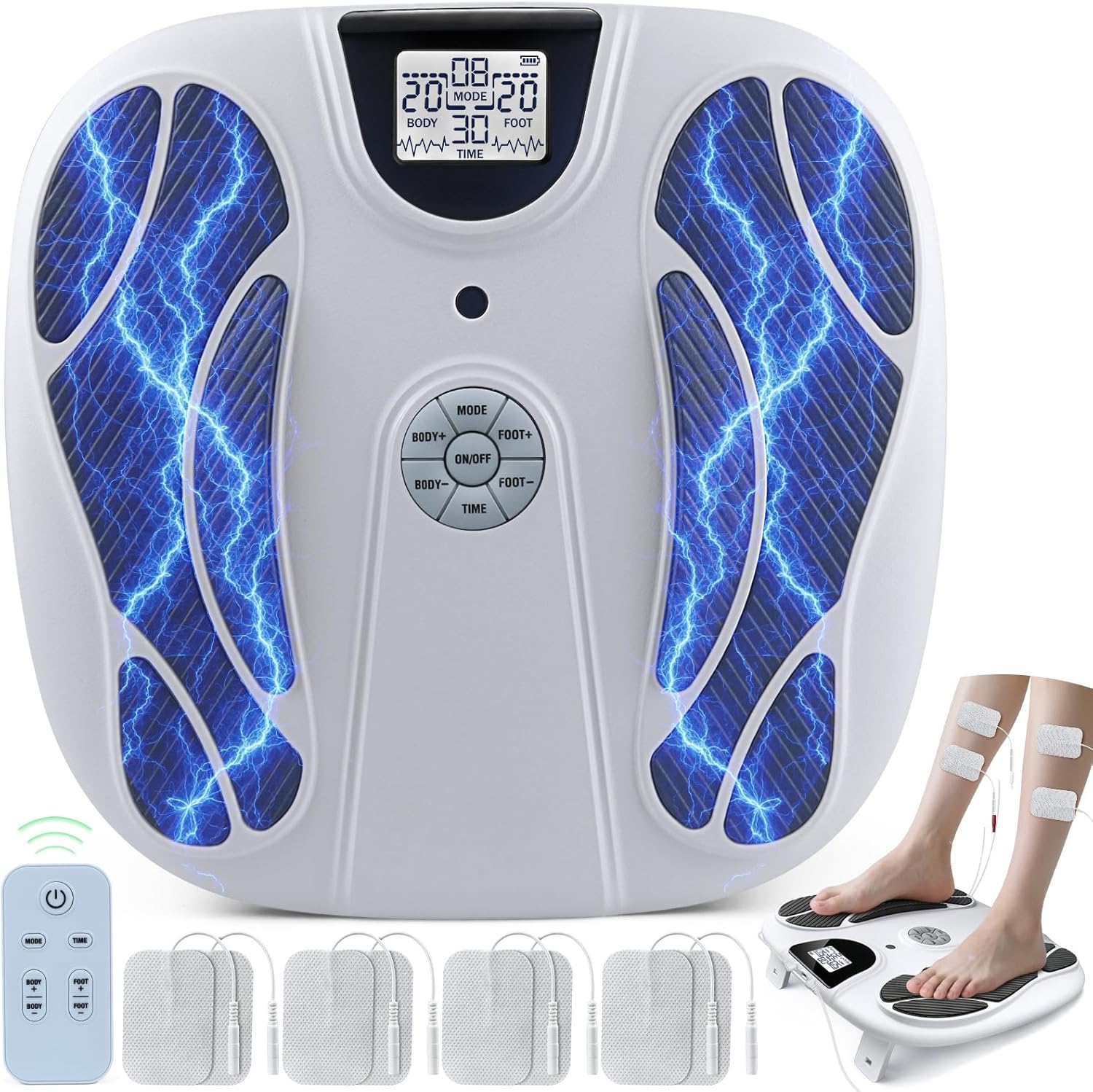 FSA Foot Massager for Neuropathy – Rechargeable HSA EMS Foot Plate Health Machine with TENS Unit Muscle Stimulator for Plantar Fasciitis Pain Relief 15 Modes for Office Home Use Gift for Mom Dad