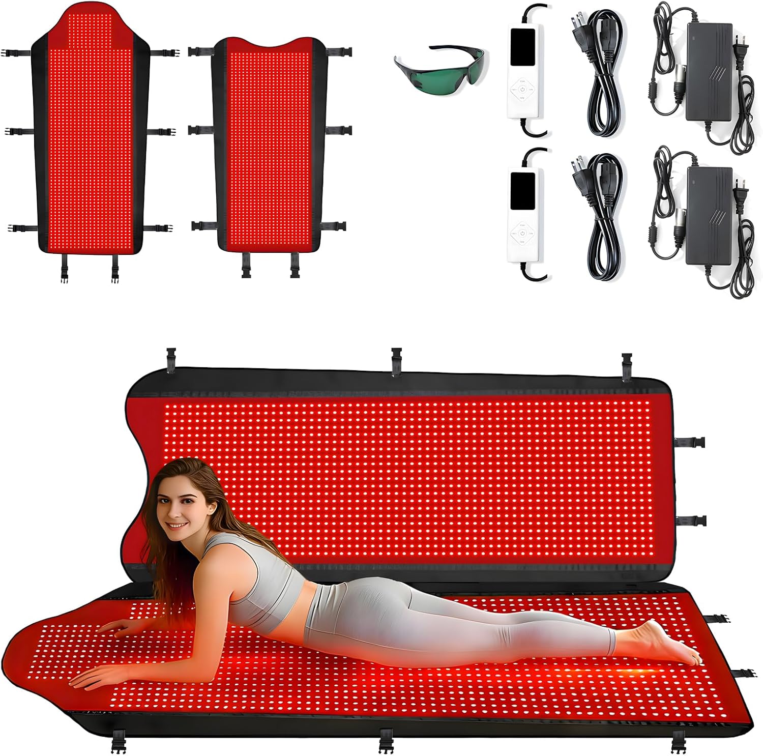 Full Body Red Light Therapy Mat with 3207 LEDs, 3-in-1 660nm & 850nm TPU Infrared Light Blanket, 74.8″ x 36″ Foldable Therapy Pad with Timer Controller Pulse Modes for Home Use 260W
