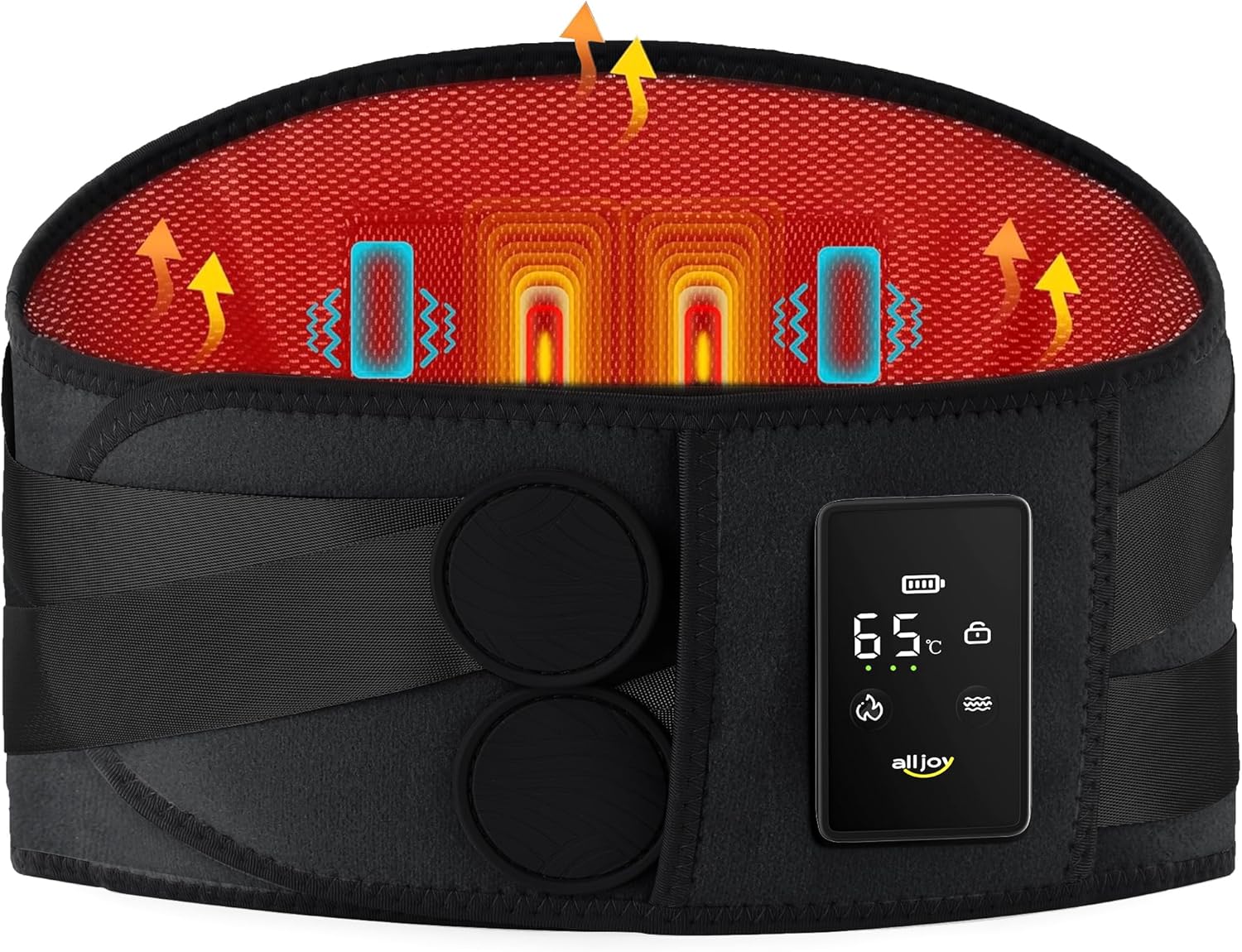 ALLJOY 67″ Cordless Heating Pad for Back Pain Relief FSA Eligible, Birthday Gifts for Women Men Mom Dad, Portable Lower Back Massager with 3 Heat 5 Vibration, Wireless Heating Pad for Cramps
