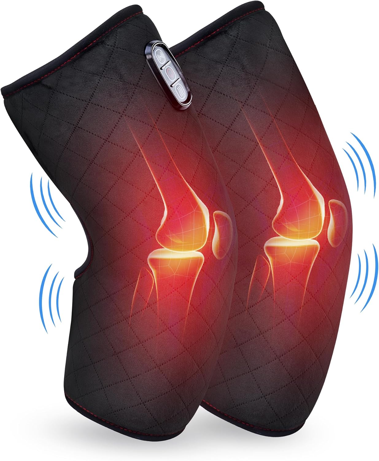 COMFIER Plug-in Heated Knee Massager for Knee Pain Relief with Vibration & Heat,Father Day Dad Gifts for Men,Knee Heating Pad Pair, Knee Warmers for Men Women Seniors,Leg Massager, FSA Eligible HSA