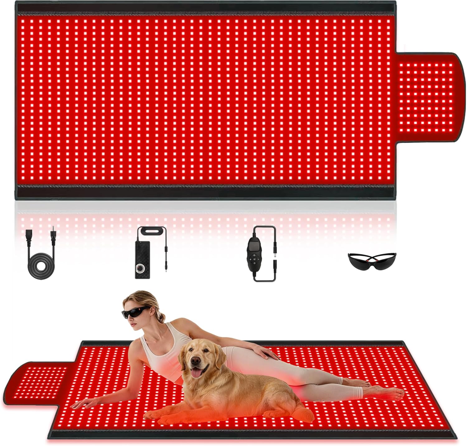 Red Light Therapy Mat Full Body with 1400 LEDs, 74″x33″ Flexible Infrared Red Light Blanket for Home Use, Dual 660nm & 850nm, Adjustable Modes and Timer Control