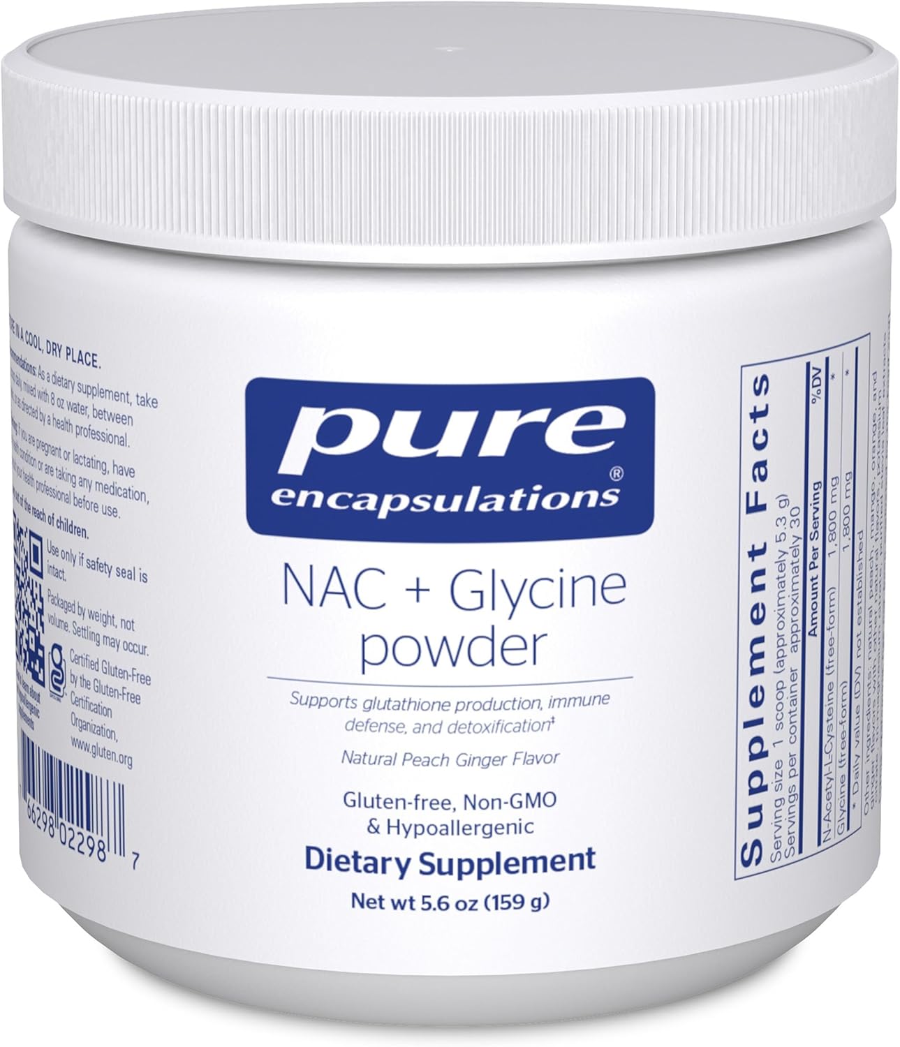 Pure Encapsulations NAC + Glycine Powder – Immune Support, Detox Cleanse & Glutathione Production* – Conditionally Essential Amino Acids – Gluten Free & Non-GMO – 5.6 oz