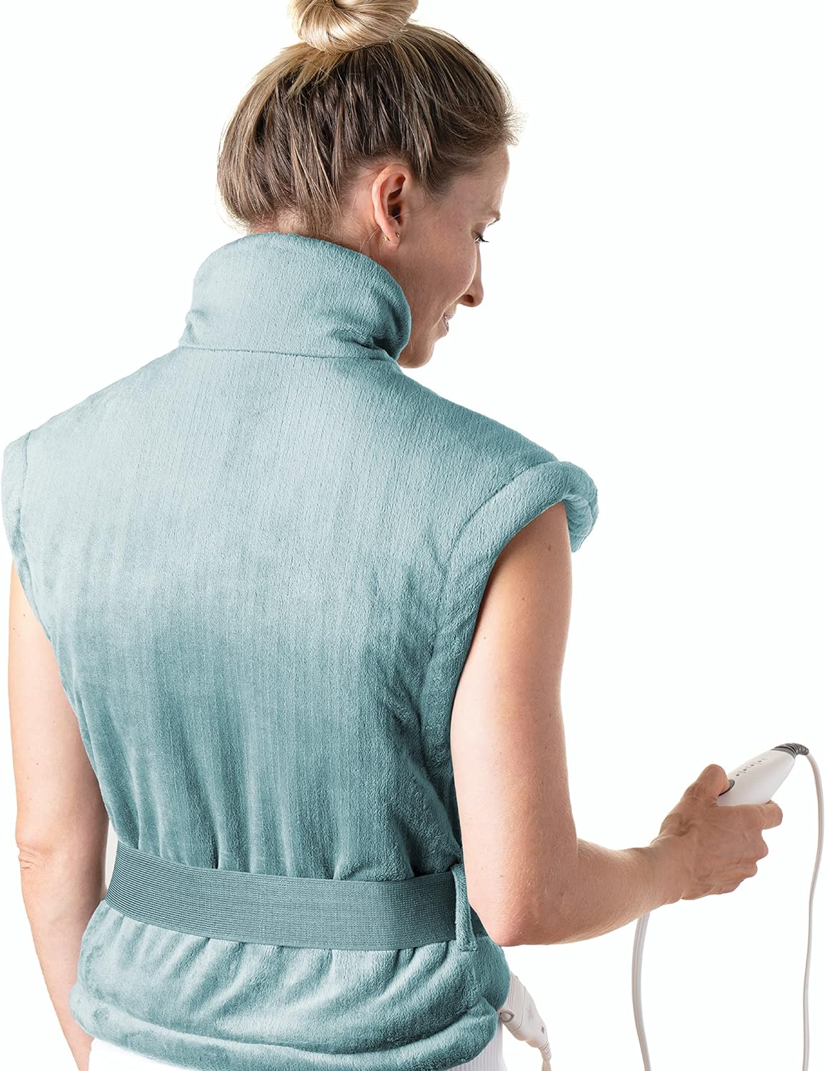 Pure Enrichment PureRelief XL Back & Neck Heating Pad- Safe Heat Therapy for Sore Muscles, Pain, & Cramps in Neck, Back, & Shoulders – 4 Heat Settings w/Auto Shut-Off, Soft Fabric (Sea Glass)