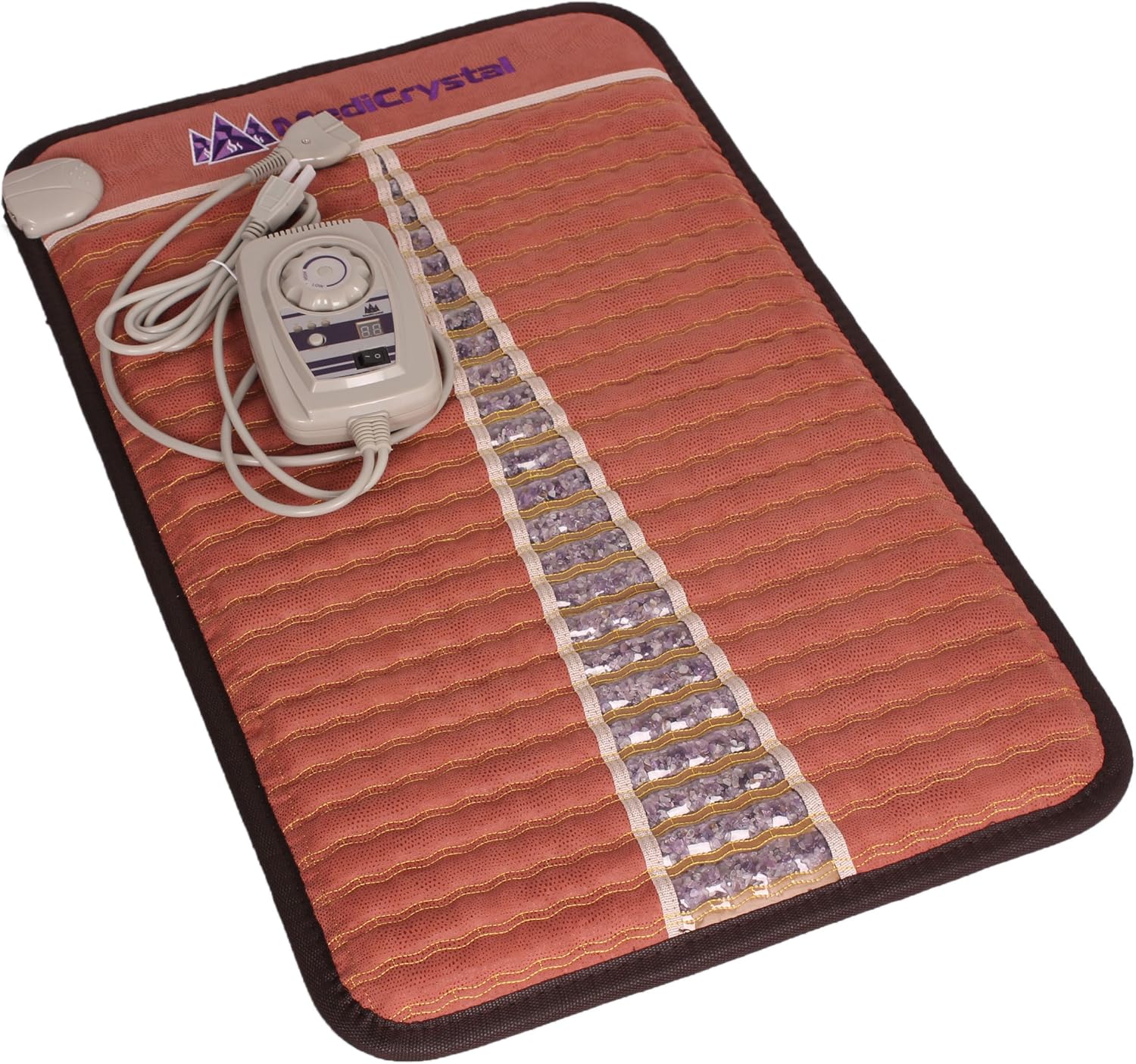 MediCrystal Infrared Heat Amethyst Mini Mat – 32″ L x 20″ W – Natural Crystals – Adjustable FIR Heating 86°-158°F (30°-70°C) – Deep Warming Hot Stone Pad for Back Health – Original Manufacturer