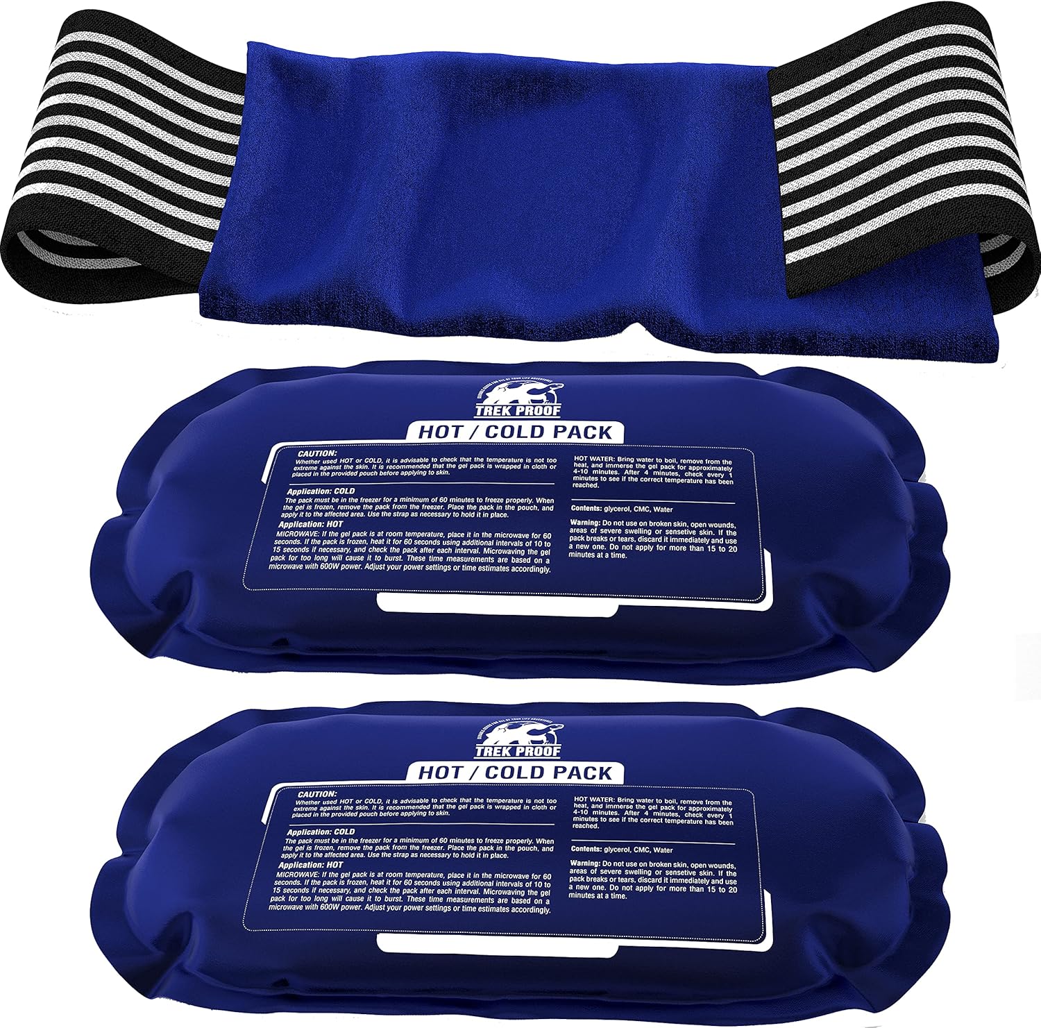 Ice Packs for Injuries Reusable (3-Piece Set) – Hot and Cold Ice Pack Therapy Gel Wrap Support – Supports Recovery, Joint and Muscle Pain – Knees, Back & More (3 Piece Set – Classic)