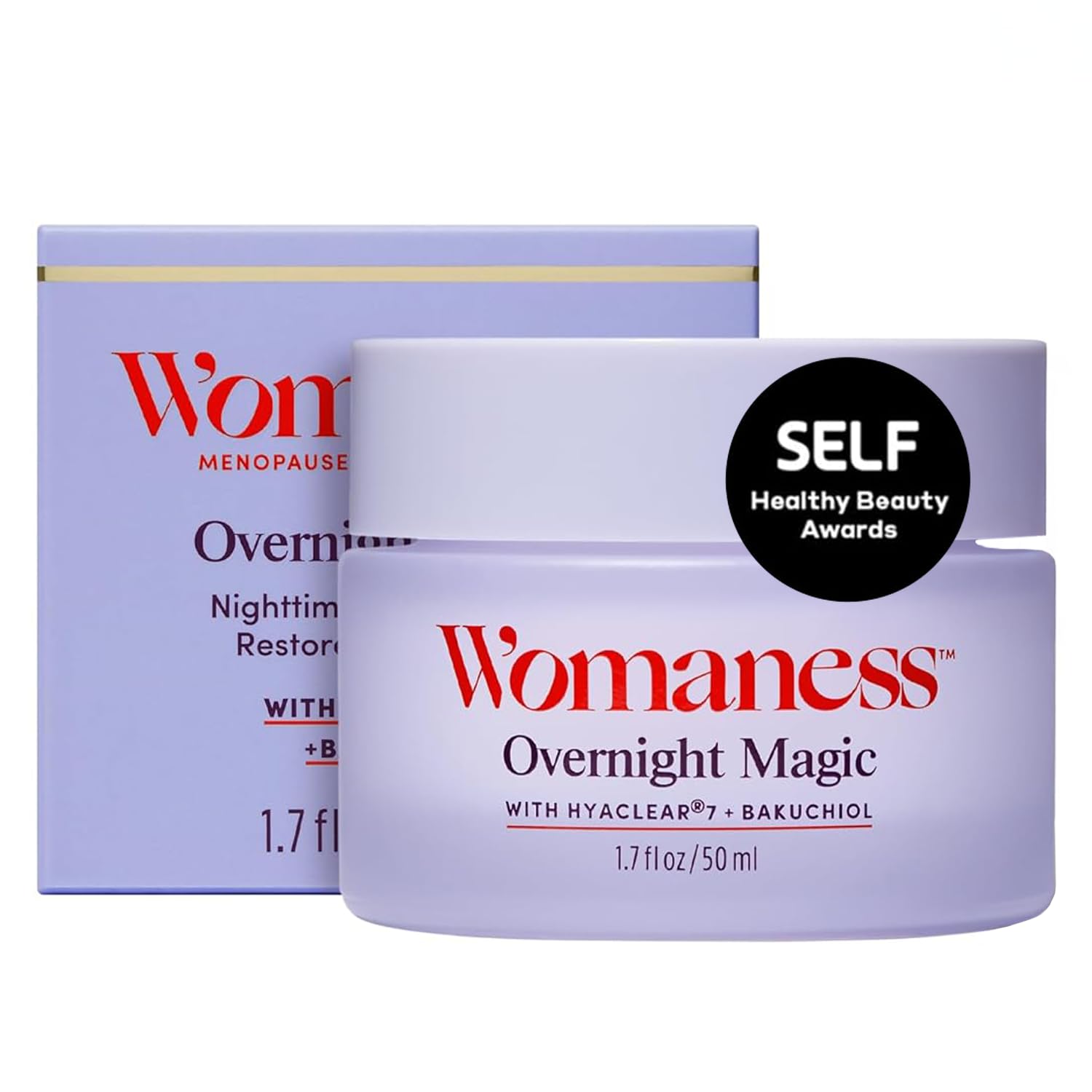 Womaness Overnight Magic Night & Day Face Cream for Women – Anti-Aging Cream with Hyaluronic Acid & Bakuchiol – Hydrating Facial Creams for Day or Night Use – Products for Radiant Aging Skin – 1.7oz